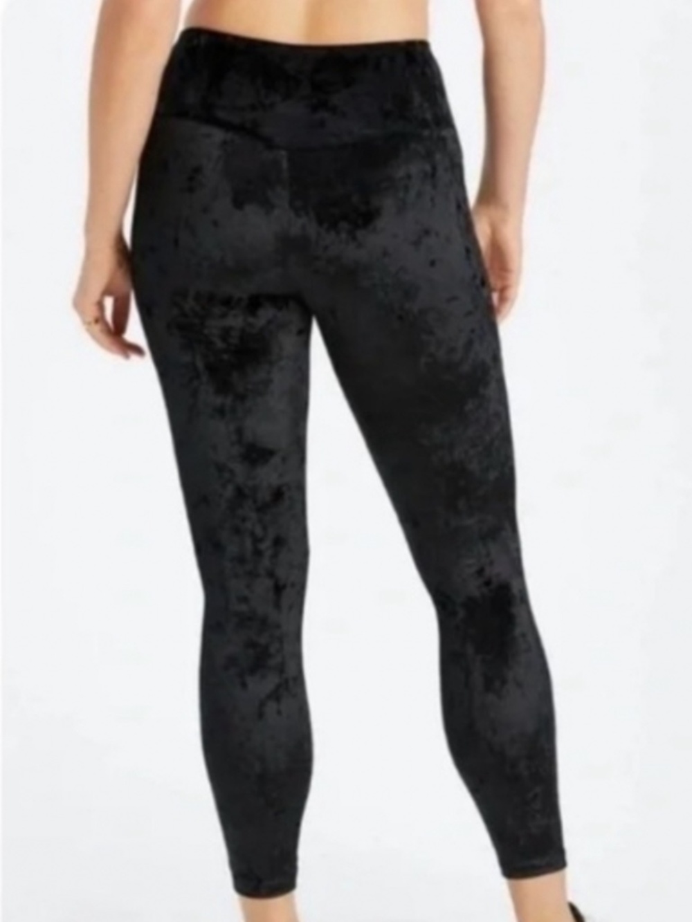 Fabletics NWT High Waist Crushed Velour Crossover Waist Black Leggings XL - Picture 3 of 10